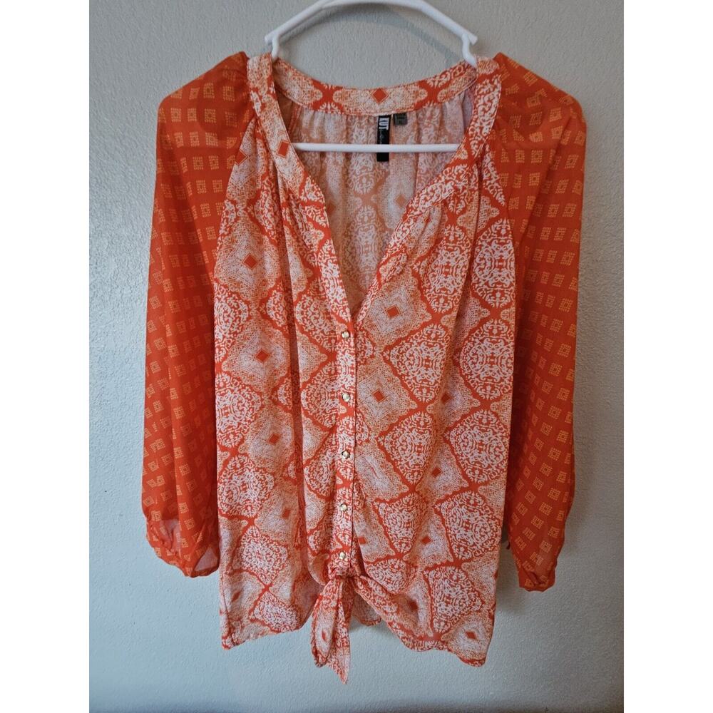 Kut From The Cloth Women's Button Up Orange Blouse XL